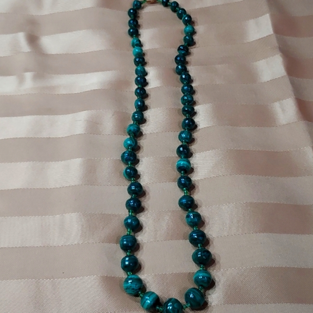 Genuine green malachite necklace